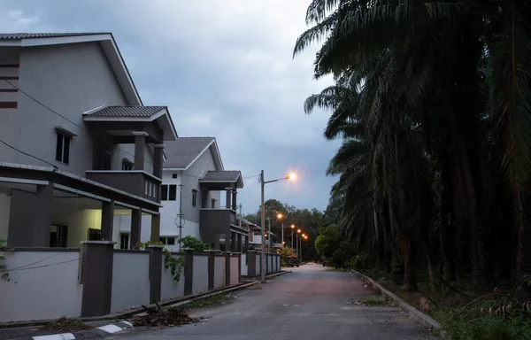 Early Morning Street Landscape Scene Quiet Residential Home — Stock Photo, Image