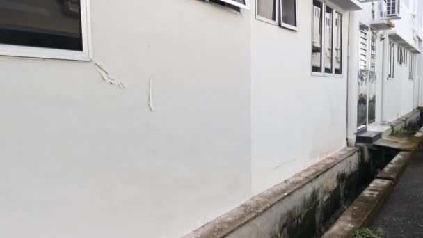 Mengupas Cat Berlapis Putih Dinding — Stok Video