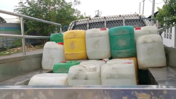 Colorful Pesticide Containers Truck — Stock Video