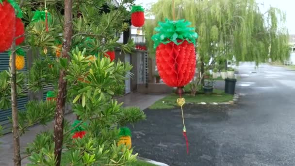 Chinese Paper Lantern Golden Chain Single Mandarin Wording Which Means — Stock Video