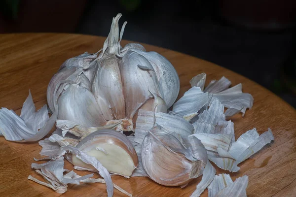 Κοντινή Λήψη Του Φυτού Allium Sativum Clove — Φωτογραφία Αρχείου