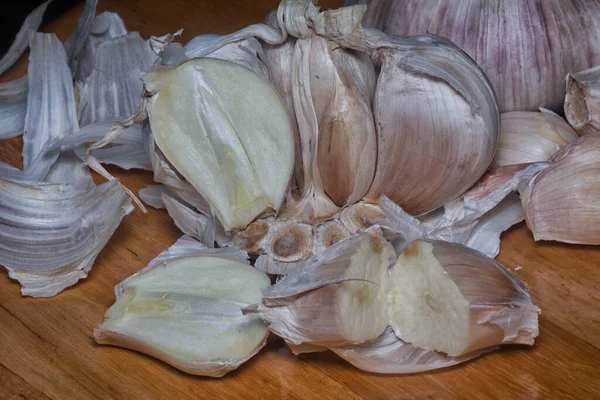 Κοντινή Λήψη Του Φυτού Allium Sativum Clove — Φωτογραφία Αρχείου