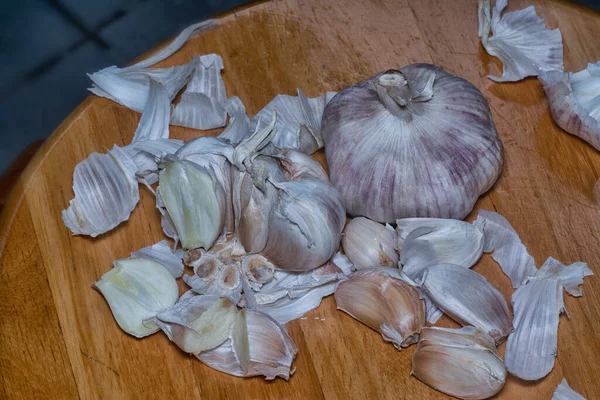 Κοντινή Λήψη Του Φυτού Allium Sativum Clove — Φωτογραφία Αρχείου