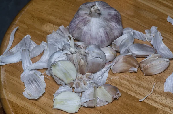 Κοντινή Λήψη Του Φυτού Allium Sativum Clove — Φωτογραφία Αρχείου