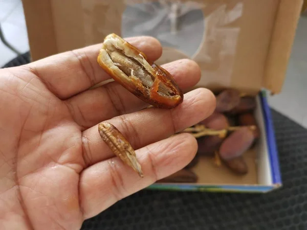 Gedroogde Dadels Met Zoete Smaken Voedingsstoffen — Stockfoto