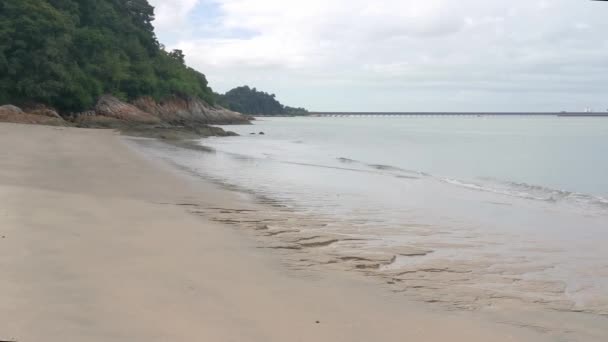 Daytime Scene Sea Wave Moving Sandy Beach — Wideo stockowe