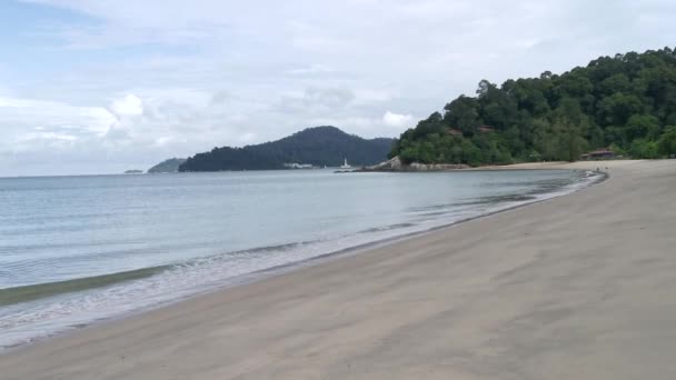 Daytime Scene Sea Wave Moving Sandy Beach — Video Stock