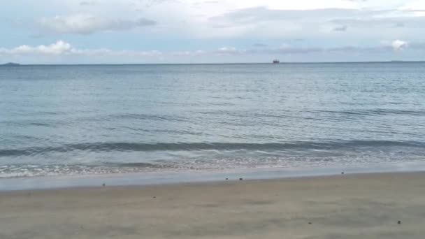 Daytime Scene Sea Wave Moving Sandy Beach — Αρχείο Βίντεο