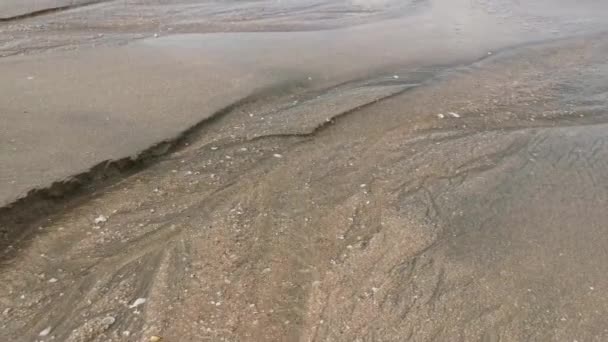 Beach Erosion Due Sea Water Flowing — Vídeo de Stock