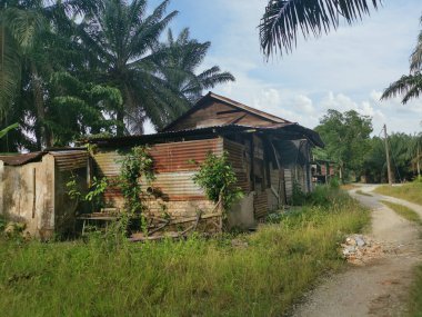 Dışarıdaki terk edilmiş ahşap bina. 