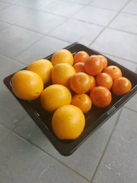 Muchos Naranja Común Mandarina Exhibición —  Fotos de Stock