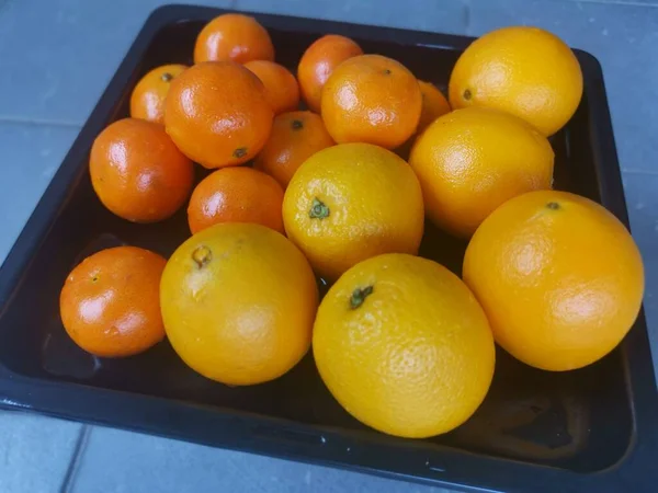 Muchos Naranja Común Mandarina Exhibición —  Fotos de Stock