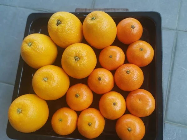 Muchos Naranja Común Mandarina Exhibición — Foto de Stock