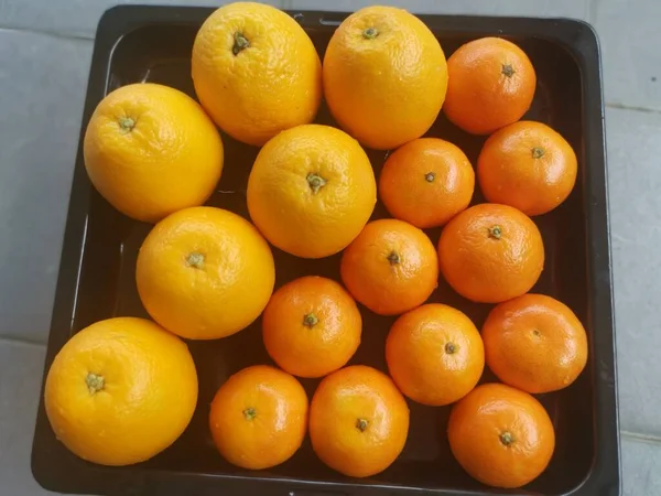 Muchos Naranja Común Mandarina Exhibición — Foto de Stock