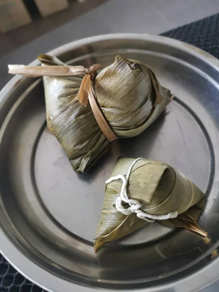 Gekocht Und Mit Bambusblättern Umwickelt Chinesische Knödel — Stockfoto