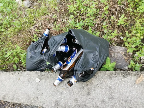 Perak Malaysia July 2021 Two Black Plastic Bags Full Empty — Stock Photo, Image