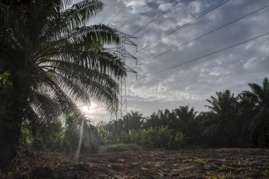 Elektrik iletim kulesinin etrafındaki gökyüzü 