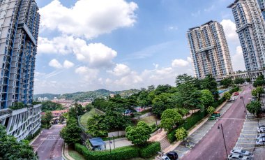 Kuala Lumpur, Malaysia. September 30,2025: Beautiful scenery and the gigantic residential high rise buildings around the Sky Condominium Park at Puchong Jaya.