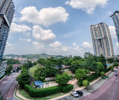 Kuala Lumpur, Malaysia. September 30,2025: Beautiful scenery and the gigantic residential high rise buildings around the Sky Condominium Park at Puchong Jaya.