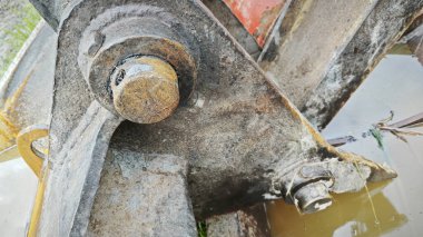 Traktör veya kazı aracının yedek parçalarını kapat.