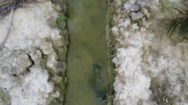 İnsan yapımı drenaj siperi boyunca akan yağmur suyuna bakıyorum..