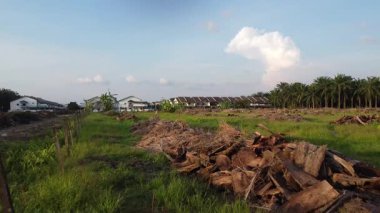 Perak, Malezya. 30 Aralık 2025: TmnMas civarındaki tarım arazisi yakınlarındaki banliyö evinin hava sahası, Kgkoh.