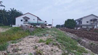 Güzel sisli sabahın erken saatlerinde huzurlu kırsal bölgede gökyüzüne bakıyorum..