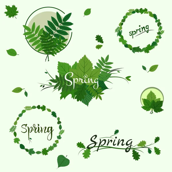 Bahar yeşil rozetleri — Stok Vektör