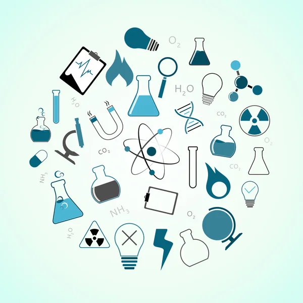 Chemistry, science icons — Stock Vector