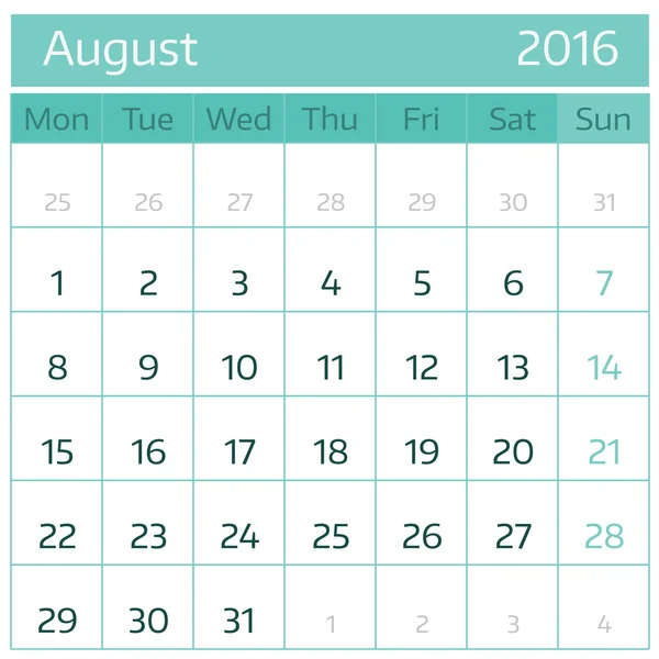 Agosto de 2016 —  Vetores de Stock