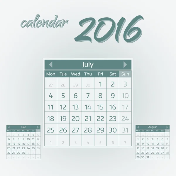 Julho de 2016 —  Vetores de Stock