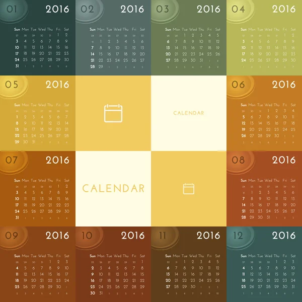 Kalender 2016 — Stockvektor