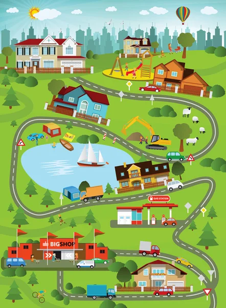 Paisaje urbano (día de verano ) — Vector de stock