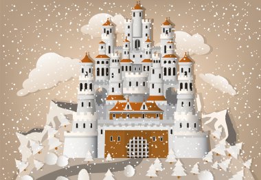 Fairytale castle in winter clipart