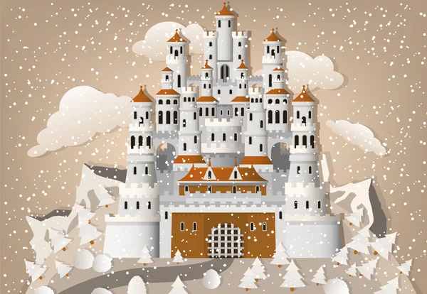 Fairytale castle in winter — Stock Vector
