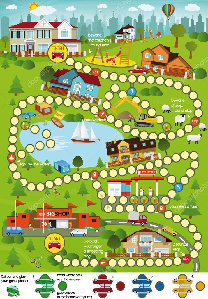 Images board game cartoon Board game (Cartoon city) — Stock Vector