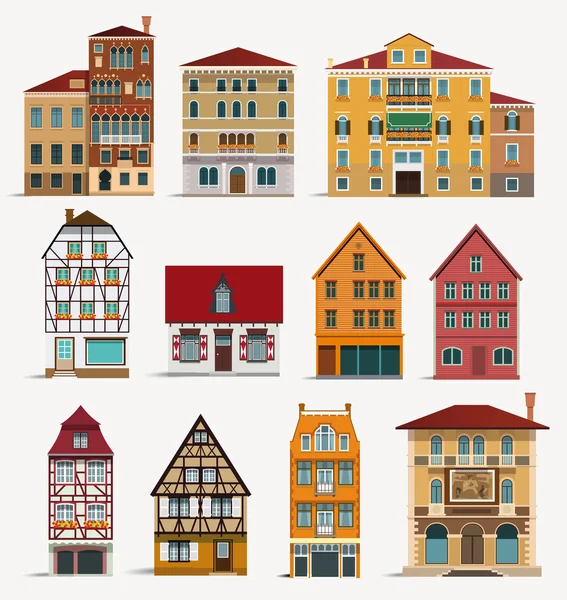 Casas europeas — Vector de stock