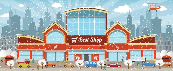 Shopping i staden (vinter) Stockillustration