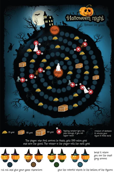 Jogo de tabuleiro - Noite de Halloween —  Vetores de Stock