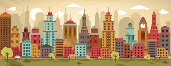 城市生活 (复古颜色) — 图库矢量图片