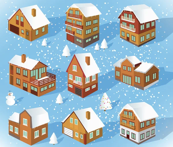 Casas familiares (Invierno ) — Vector de stock