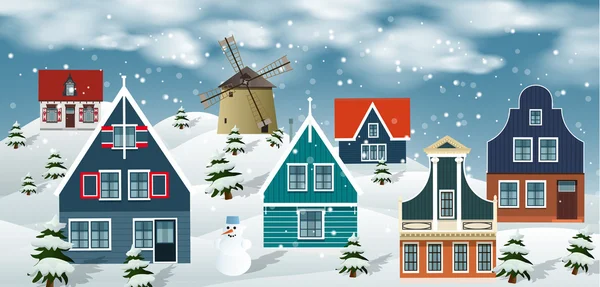 Paysage d'hiver (campagne néerlandaise ) — Image vectorielle