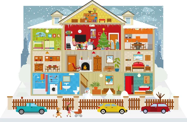 A l'intérieur de la maison (Noël ) — Image vectorielle