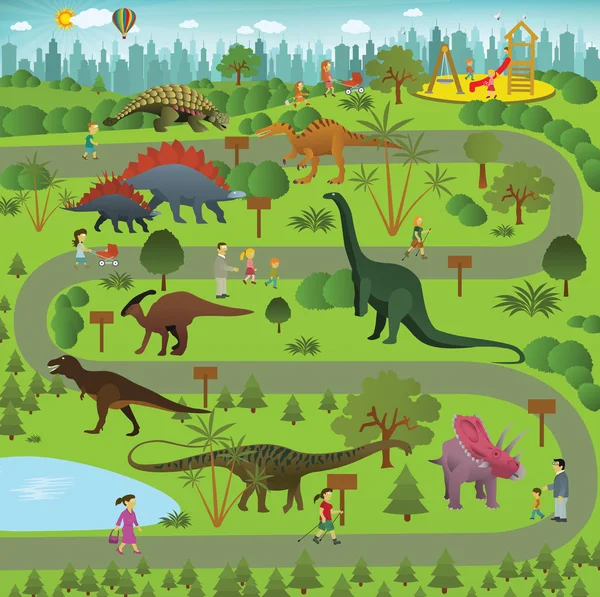 Dinosaurus park — Stockvector