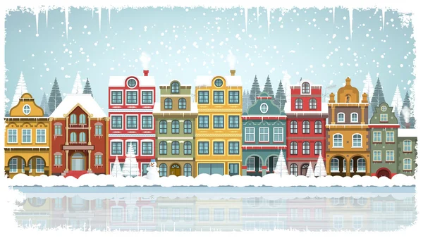 Старый город зимой Стоковая Иллюстрация