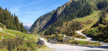 2020 sonbaharında Avrupa 'nın Alplerinde bisiklet mtb ve yürüyüş yolu