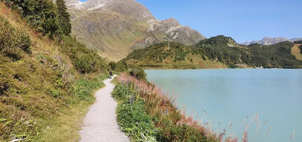 2020 Sonbaharında Avrupa Nın Alplerinde Bisiklet Mtb Yürüyüş Yolu — Stok fotoğraf