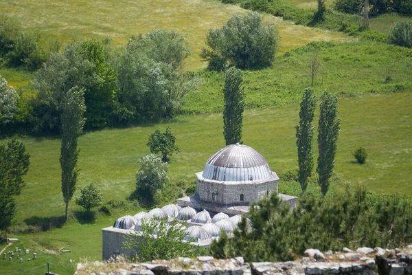 The Lead Mosque in the water, Shkoder, Albania. Ottoman style architecture mosque built in a 1773