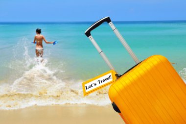 suitcase with label.