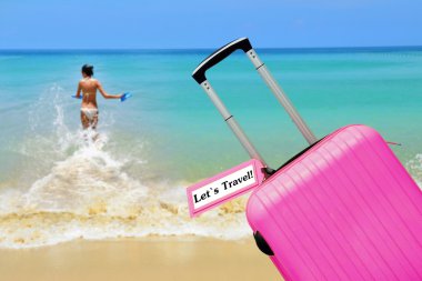 Let  Travel ! suitcase with label.